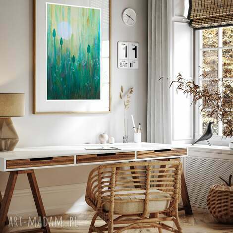 malgorzata domanska oryginalna akwarela A3 łąka sztuka, plakaty