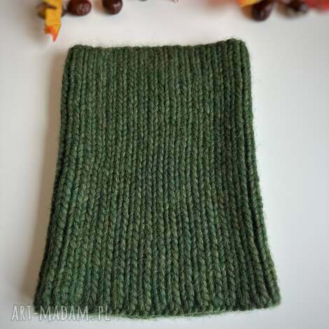 komin ręcznie robiony z 100 wełny peruwiańskiej, zielony drutach, naturalne