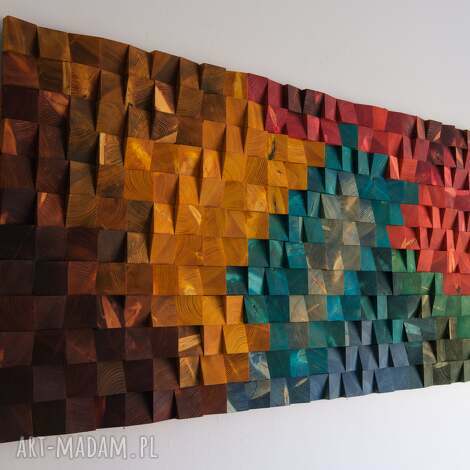 ikran, mozaika drewniana, dyfuzor dźwięku, dekoracja na ścianę 3d nowoczesna