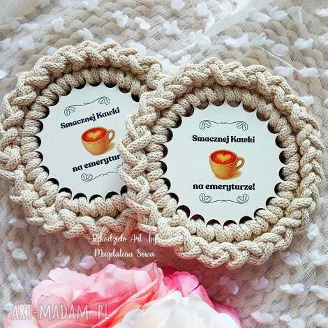 podkładka pod kubek, emerytura, na prezent ze sklejki