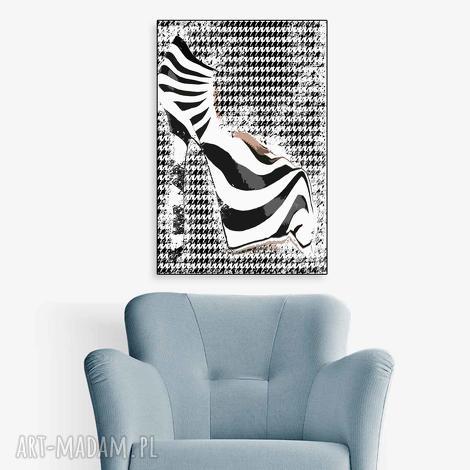 grafika na ścianę czarno biała płótnie, zebra w mieście, 80 x 120, minimalizm