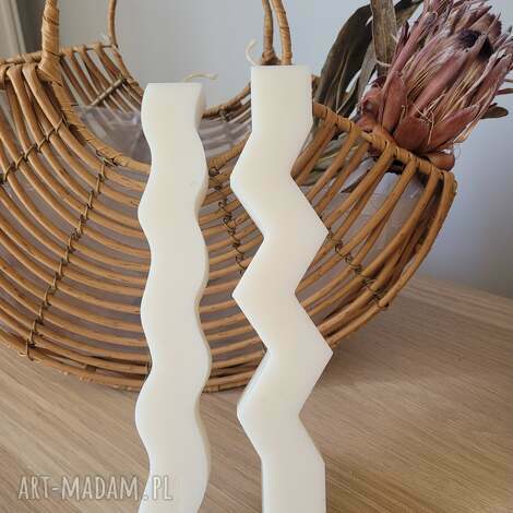 Zestaw 2 świec sojowych handmade - zygzak i fala