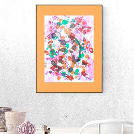 Nowoczesna grafika na ścianę 30x40 cm - abstrakcja minimalizm ręcznie wykonana