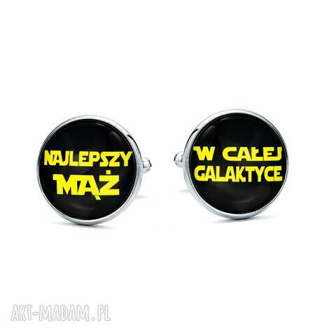 spinki do mankietów z grafiką najlepszy mąż w całej galaktyce