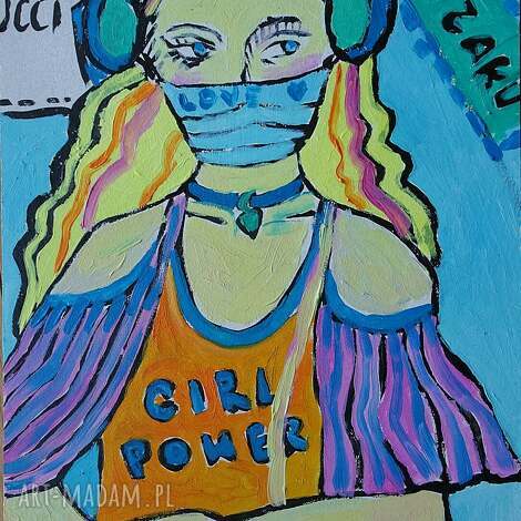 Obraz olejny "Mona Lisa naszych czasów" - industrialna ozdoba do salonu (A4 21 x 29,7 cm)