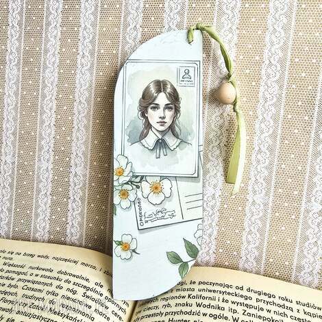 Zakładka do książki Wspomnienia - dzikie róże, vintage lata 60, decoupage