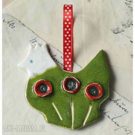 Kurka 23 - ceramiczna dekoracja do zawieszenia 7x7 cm (handmade)