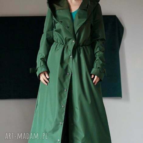 płaszcz przeciwdeszczowy butelkowy, wodoodporny, maxi, na wymiar, na miarę, kaptur