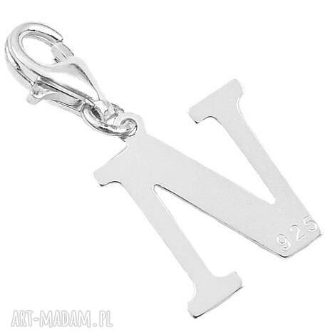 Srebrny charms literka N do bransoletki - Srebro 925, handmade