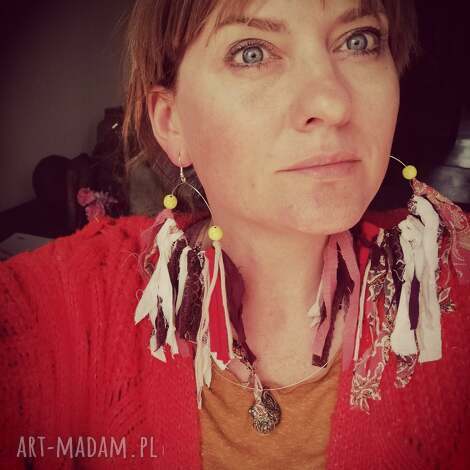 Długie kolczyki boho z frędzlami Frida Folk - Ruda Klara