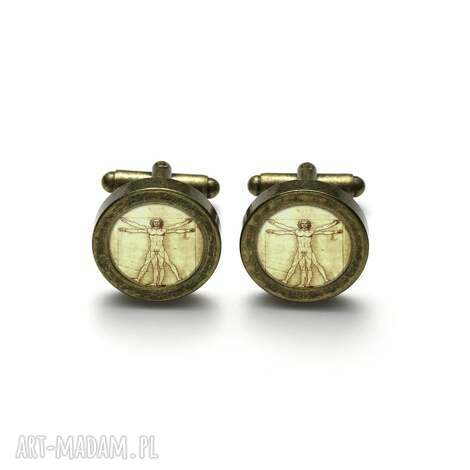 Laluv - eleganckie spinki do mankietów człowiek witruwiański obraz sztuka klasyczne