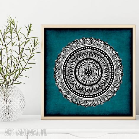 T urkusowa Mandala 50x50 cm - plakat grafika, sztuka, obraz (handmade)