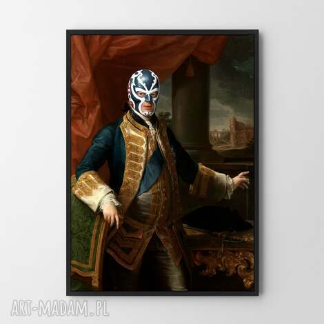 plakat luchadore sztuka portret - format A4 chłopaka