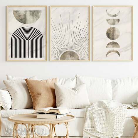 Zestaw plakatów 40x50 cm Boho Mid Century Modern - tryptyk beżowy (3 szt.)