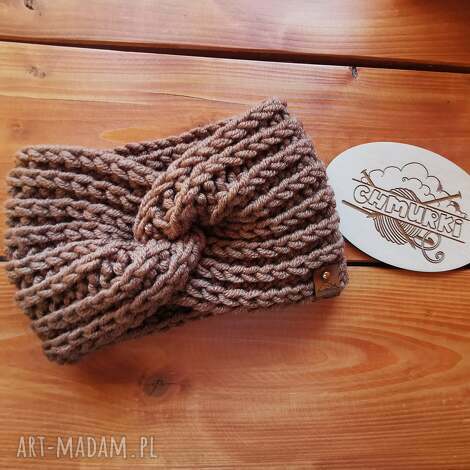 Opaska zimowa z wełny "Kawa z mlekiem" - ręcznie szydełkowana, ciepła dla kobiet