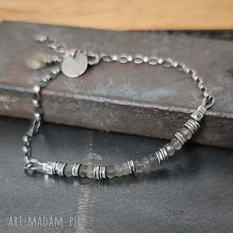 labradoryt delikatna srebrna bransoletka srebro oksydowane