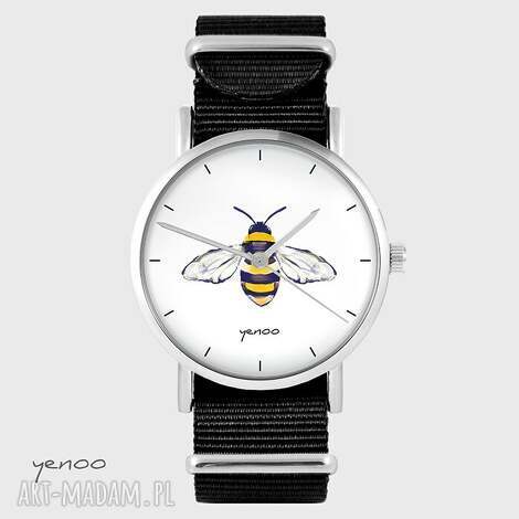 Zegarek Pszczoła czarny NATO - unikatowy handmade dla niej