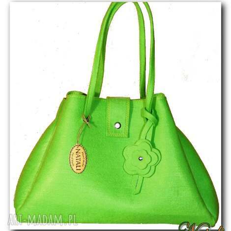 nowos elegancka, gustowna torba zielona - neonowa torebki, filc