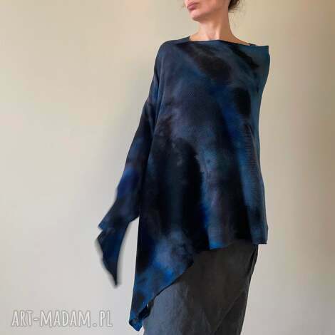 poncho narzutka z wełny merino zachmurzone niebo, ponczo, tunika unikat, prezent