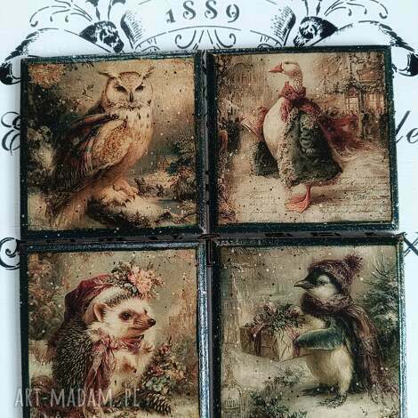 Podkładki pod kubki decoupage Baśniowa Kraina - 4 szt.