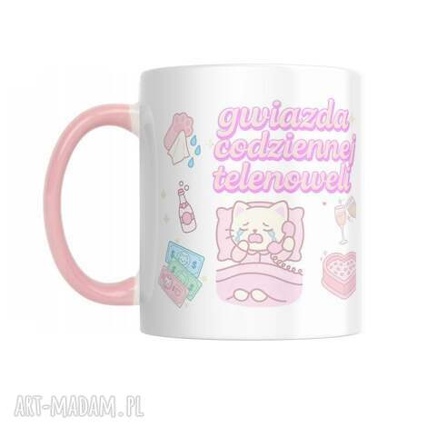 Kubek Drama Queen z kotkiem - śmieszny prezent na urodziny dla niej 330 ml