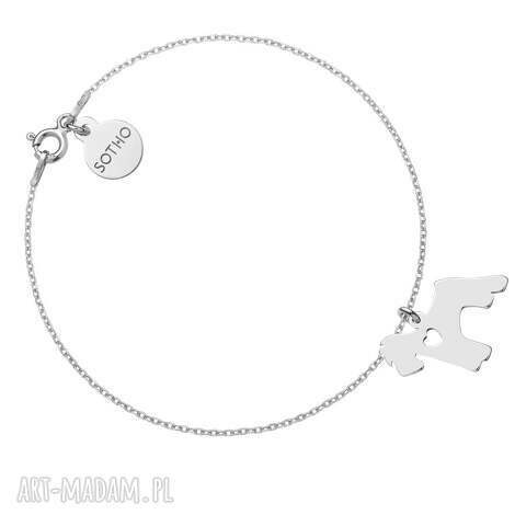 Srebrna bransoletka z psem rasy sznaucer - srebro 925, zawieszka handmade