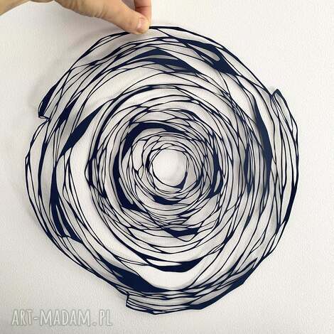 Wycinanka Dark Blue Spiral - ręcznie wycinana granatowa dekoracja ścienna z papieru