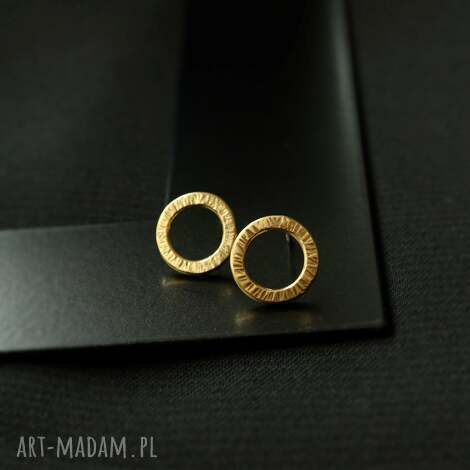Kolczyki sztyfty minimalistyczne koła złocone 10 mm Bellamente - srebro 925 i powłoka 24K