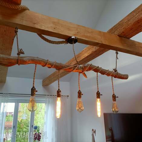 Drewniana lampa wisząca Jaro Blue0 - loft rustykalna