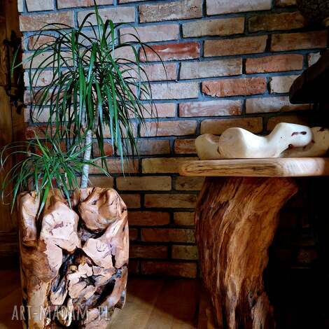 osłonka na doniczkę z drewna donica drewniana, dekoracja rustykalna