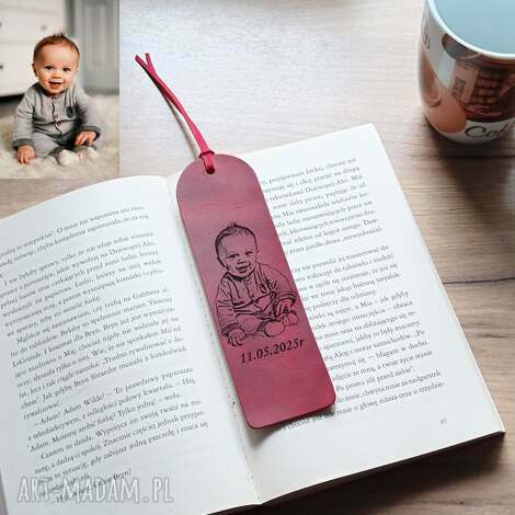 Skórzana zakładka do książki ze zdjęciem i grawerem laserowym - personalizowana