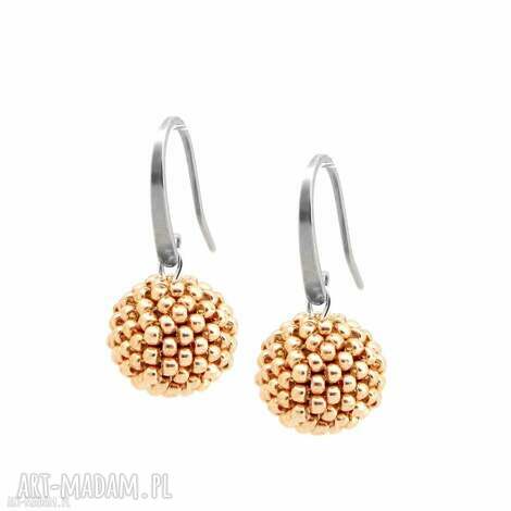 Kolczyki Glamour Silver & Rose ze stali 316L - eleganckie kuleczki, 3,2 cm