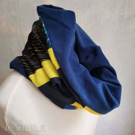 komin oversize patchworkowy etno boho na podszewce, kolorowy f1, folk