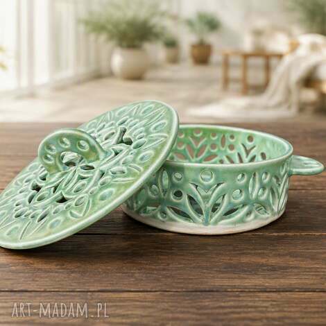 Turkusowa ceramiczna podstawka na spiralę na komary