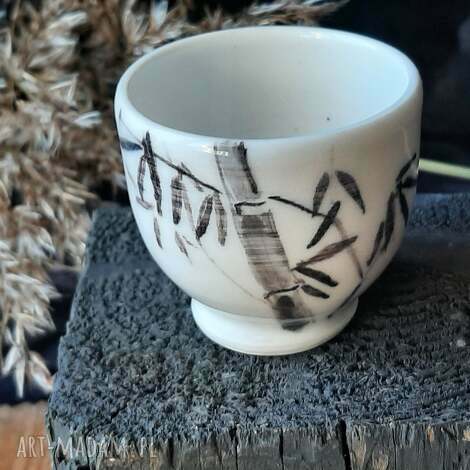 Porcelanowa czarka do sake Bambusy 40 ml - ręcznie malowana w stylu japońskim art-Madam.pl