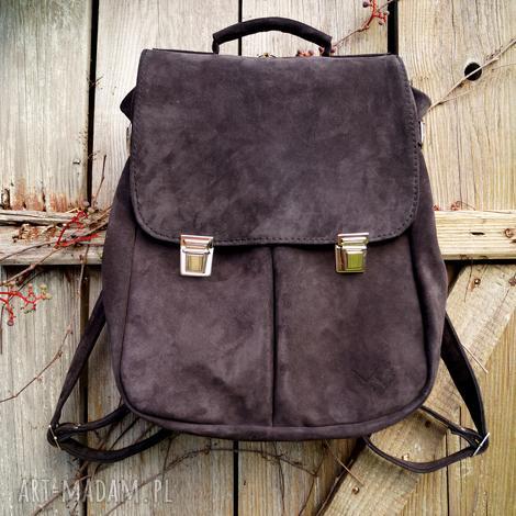 Lilith Chimera 2w1 - plecak-torba ze skóry naturalnej i zamszu grafit | Handmade Czajkaczajka