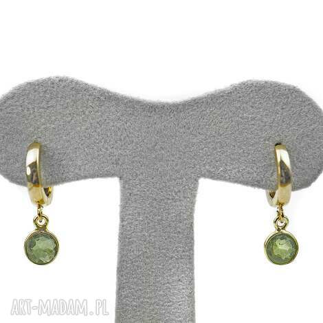 Kolczyki wiszące Peridot z peridotem - srebro 925 złocone 24k, zielone kamienie