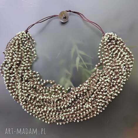 unikatart - naszyjnik groszkowe drobinki kuleczki rokail sznurek, naszyjnik z koralików, koraliki