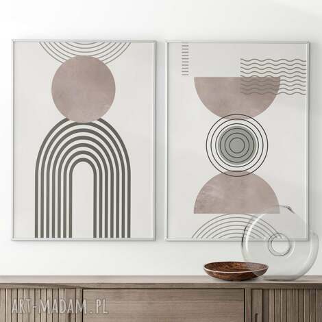 Zestaw 2 plakatów 50x70 cm abstrakcja Mid Century Modern - bez ram