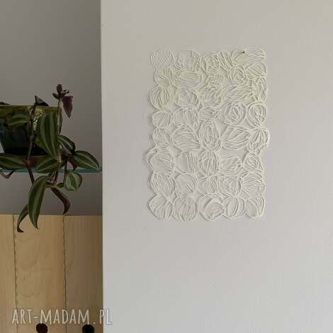 wycinanka biała abstrakcja ręcznie wykonana, dekoracje ścienne, sztuka