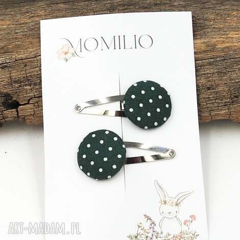 Spineczki do włosów zielone w kropki Dottie Green - mini bobbles dla dziewczynki