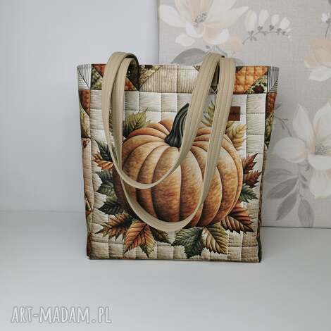 Torebka shopper na ramię Dynia patchwork A4 wodoodporna