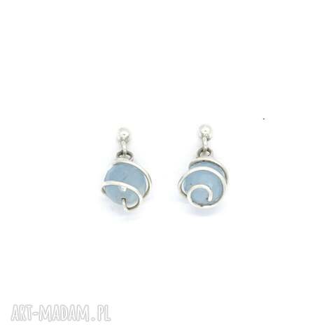 srebrne kolczyki z niebieskim morganitem co dzień, kobiecy styl