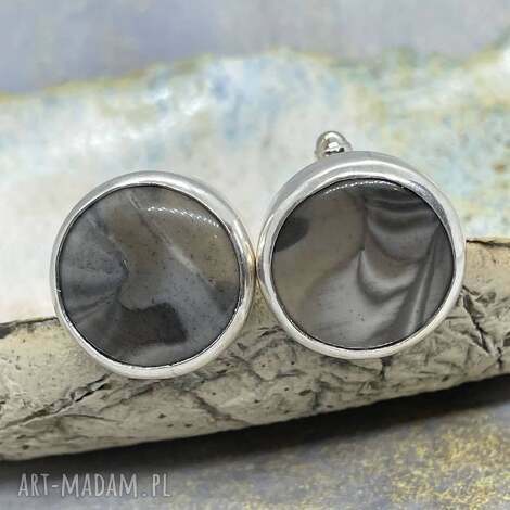 spinki do mankietów z krzemieniem pasiastym a809 kamieniem, prezent