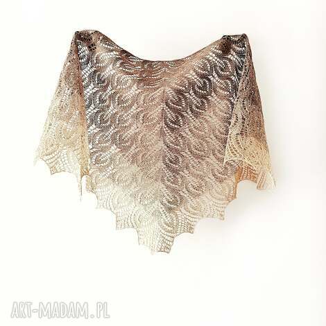 chustki i apaszki bawełniana chusta z motywem liści ręcznie robiona prezent