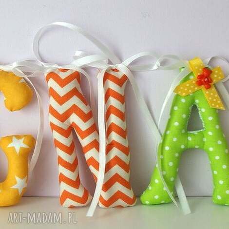 literki szyte imię ignaś ozdoba pokoju, litery dziecka, prezent, dekor