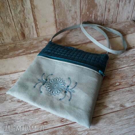 unikalny, mini torebeczka, mała torebka, haft, ekozamsz pikowana prezent