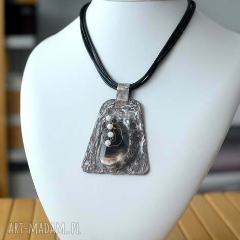 BEEZOO - naszyjnik z witrażowym wisiorem terra agat, jadeit, naszyjnik z wisiorkiem, technika