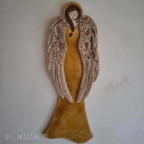 anioł ceramiczny - brizna, komunia, ślub na ścianę, prezent