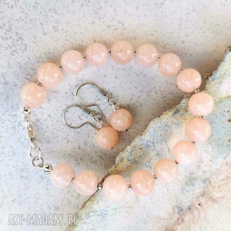 srebrny komplet z morelowymi jadeitami a1000 - 18 bransoletka jaspisem